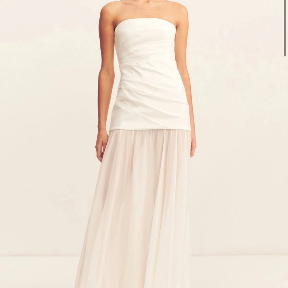 Shona Joy Lunar Strapless Draped Maxi Dress